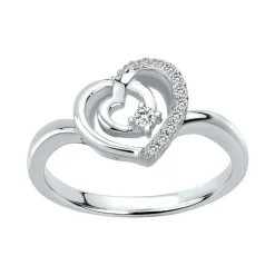 Bague femme coeur EDORA ARGENT 925/1000 et Oxydes