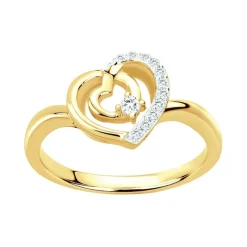 bague femme coeur EDORA PLAQUE OR et oxydes