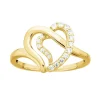 bague femme coeur EDORA PLAQUE OR et oxydes