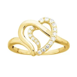 bague femme coeur EDORA PLAQUE OR et oxydes