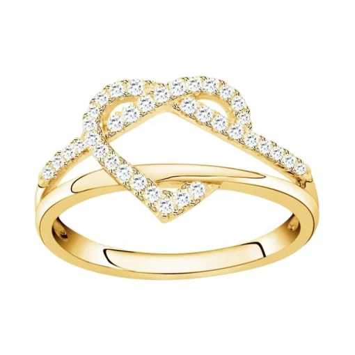 bague femme coeur empierrée EDORA PLAQUE OR et oxydes
