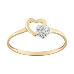 Bague Femme Coeur OR 375/1000 Bicolore et Diamant EDO0ZA564BB4