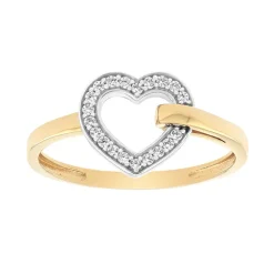 Bague Femme Coeur OR 375/1000 Bicolore et Oxydes EDO09SA801BZ