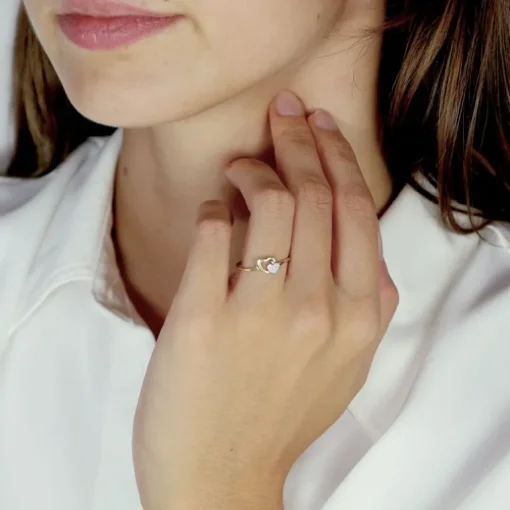 Bague Femme Coeur OR 375/1000 Bicolore et Diamant EDO0ZA564BB4