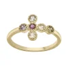 Bague Femme Croix Multi Couleurs EDORA PLAQUE OR et Oxydes EDO66100036