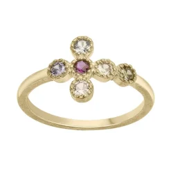 Bague Femme Croix Multi Couleurs EDORA PLAQUE OR et Oxydes EDO66100036