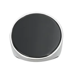 Bague Femme Disque Acier et Céramique Noire