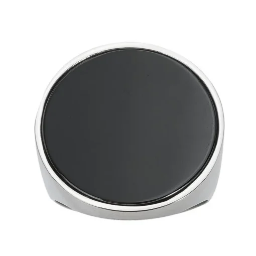 Bague Femme Disque Acier et Céramique Noire