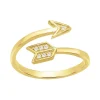 bague femme double flêches EDORA PLAQUE OR et oxydes