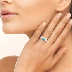 Bague Femme EDORA COLLECTION HARMONY Argent 925/1000 Rhodié Amazonite