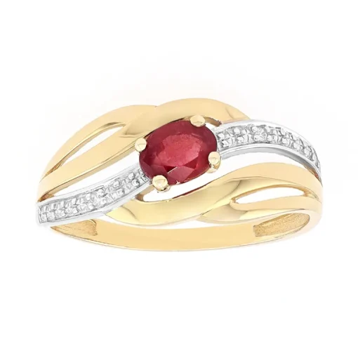 Bague Femme EDORA OR 375/1000 Bicolore Rubis Diamant EDO0012BRTB4
