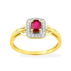 Bague Femme EDORA OR 375/1000 Bicolore Rubis Oxydes de Zirconium