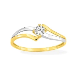 Bague Femme EDORA OR 375/1000 Bicolore Oxyde de Zirconium