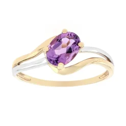 bague femme EDORA or 375/1000 bicolore et améthyste