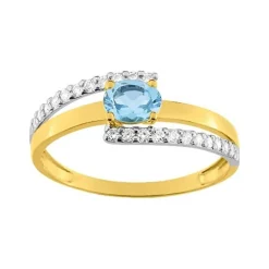 Bague Femme EDORA OR 375/1000 Bicolore Topaze