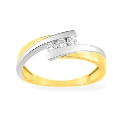 Bague Femme EDORA OR 375/1000 Bicolore Oxyde de Zirconium