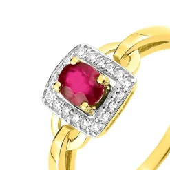 Bague Femme EDORA OR 375/1000 Bicolore Rubis Oxydes de Zirconium