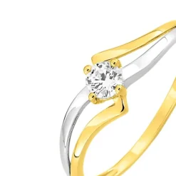 Bague Femme EDORA OR 375/1000 Bicolore Oxyde de Zirconium
