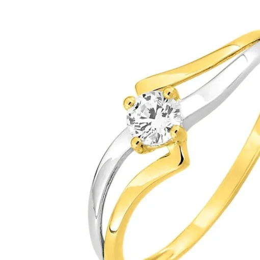 Bague Femme EDORA OR 375/1000 Bicolore Oxyde de Zirconium