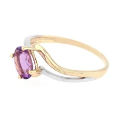 bague femme EDORA or 375/1000 bicolore et améthyste