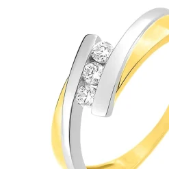 Bague Femme EDORA OR 375/1000 Bicolore Oxyde de Zirconium