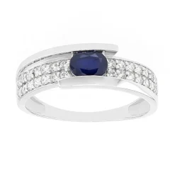 Bague Femme EDORA OR 375/1000 Blanc et Saphirs