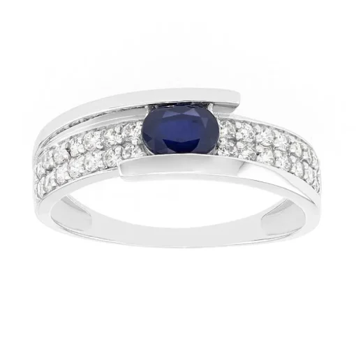 Bague Femme EDORA OR 375/1000 Blanc et Saphirs