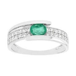 Bague Femme EDORA OR 375/1000 Blanc et Emeraude EDO09PF93GEZ