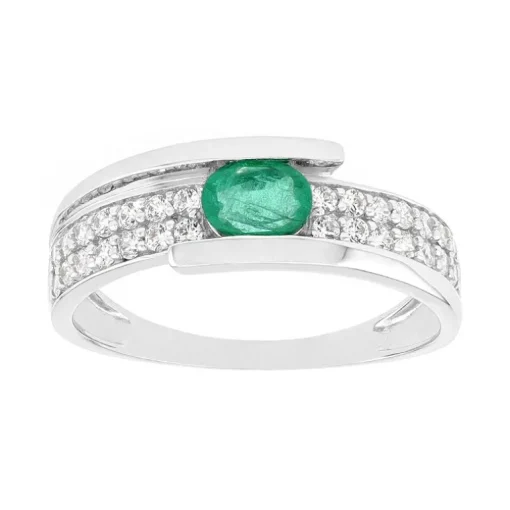 Bague Femme EDORA OR 375/1000 Blanc et Emeraude EDO09PF93GEZ