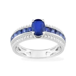 Bague Femme EDORA OR 375/1000 Blanc Saphir et Oxydes de Zirconium