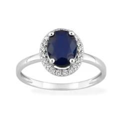 Bague Femme EDORA OR 375/1000 Blanc Saphir et Oxyde de Zirconium