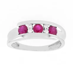 Bague Femme EDORA OR 750/1000 Blanc, Rubis et Diamants EDONE002GRB4