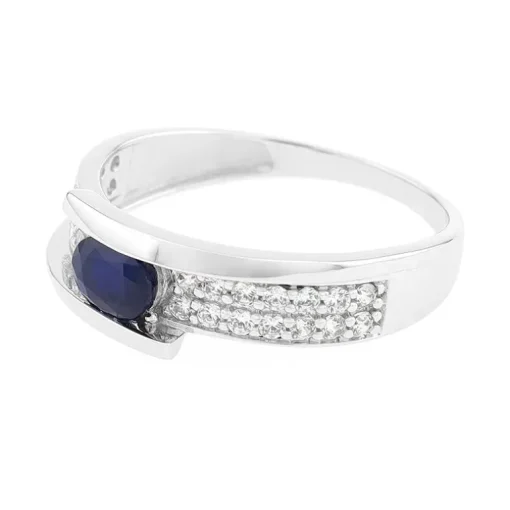 Bague Femme EDORA OR 375/1000 Blanc et Saphirs