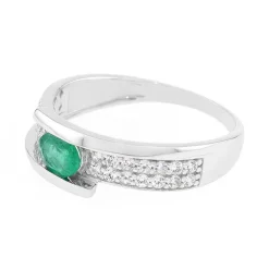 Bague Femme EDORA OR 375/1000 Blanc et Emeraude EDO09PF93GEZ