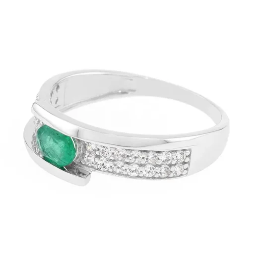 Bague Femme EDORA OR 375/1000 Blanc et Emeraude EDO09PF93GEZ