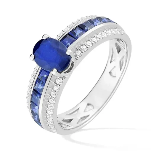 Bague Femme EDORA OR 375/1000 Blanc Saphir et Oxydes de Zirconium
