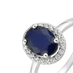 Bague Femme EDORA OR 375/1000 Blanc Saphir et Oxyde de Zirconium