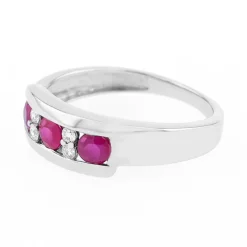 Bague Femme EDORA OR 750/1000 Blanc, Rubis et Diamants EDONE002GRB4