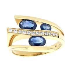 Bague Femme EDORA OR 750/1000 Jaune, Saphirs et Diamants EDOK00621