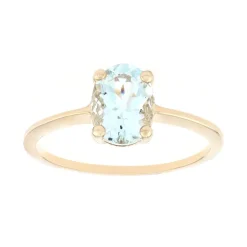 bague femme EDORA or 375/1000 jaune et aigue marine
