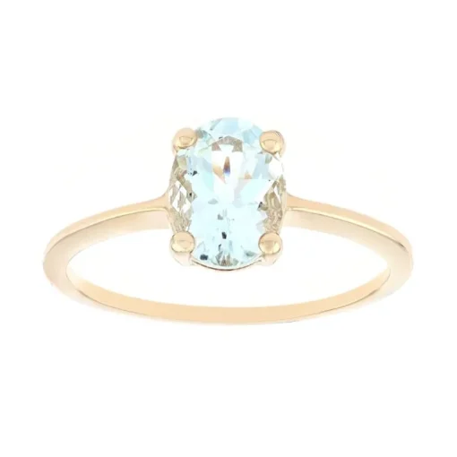 bague femme EDORA or 375/1000 jaune et aigue marine