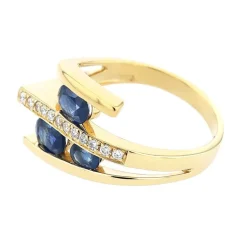 Bague Femme EDORA OR 750/1000 Jaune, Saphirs et Diamants EDOK00621