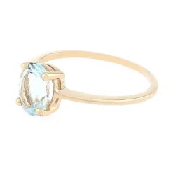 bague femme EDORA or 375/1000 jaune et aigue marine