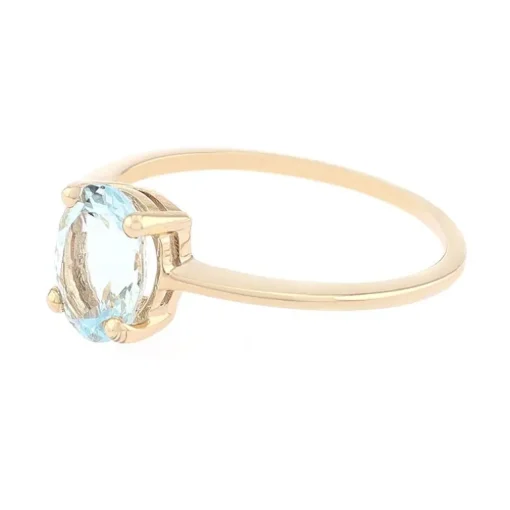 bague femme EDORA or 375/1000 jaune et aigue marine