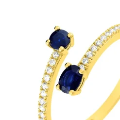 Bague Femme EDORA OR 375/1000 Saphir Oxydes de Zirconium