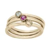 Bague Femme EDORA PLAQUE OR et Oxydes Multi-couleurs