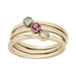 Bague Femme EDORA PLAQUE OR et Oxydes Multi-couleurs