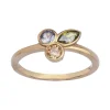Bague Femme EDORA PLAQUE OR et Oxydes Multi-couleurs