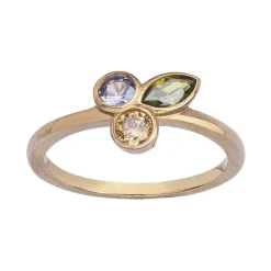Bague Femme EDORA PLAQUE OR et Oxydes Multi-couleurs