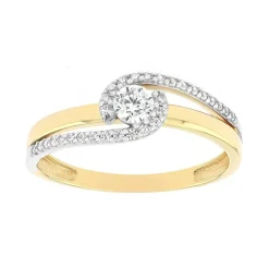 Bague Femme empierrée EDORA OR 375/1000 Bicolore et Oxydes